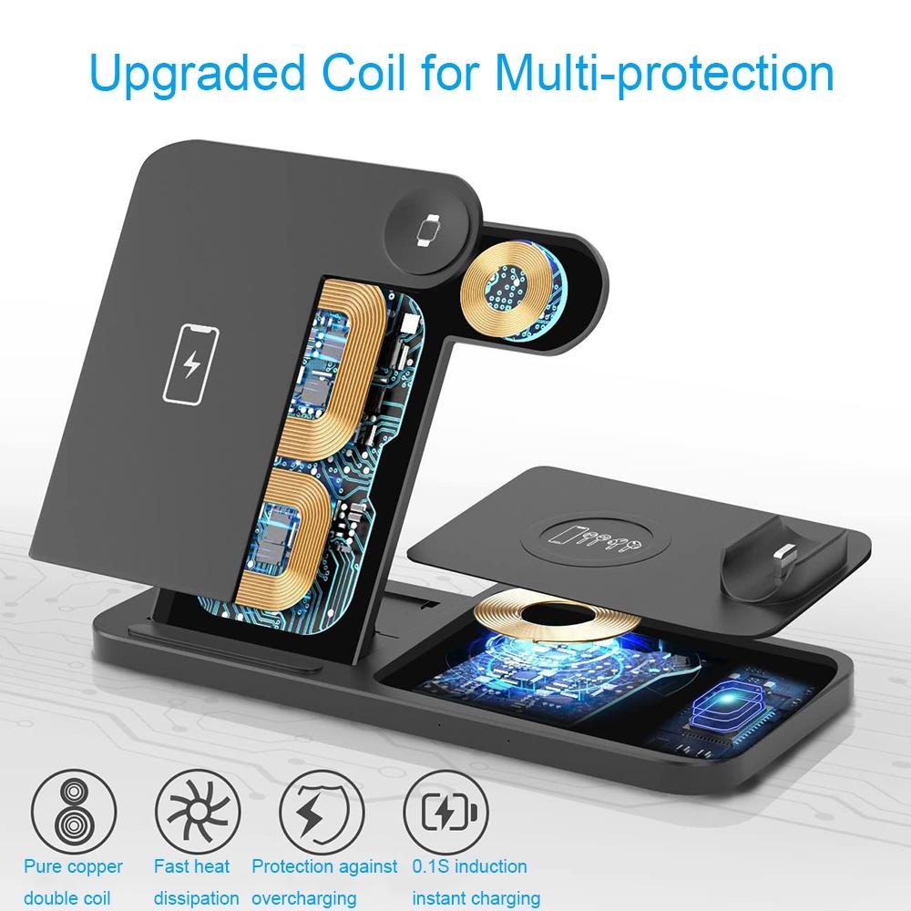 V562-B1069234060DBT-202504212046-08 Foldable 4 In 1 Wireless Charger For Mobile Devices - White - Image 9