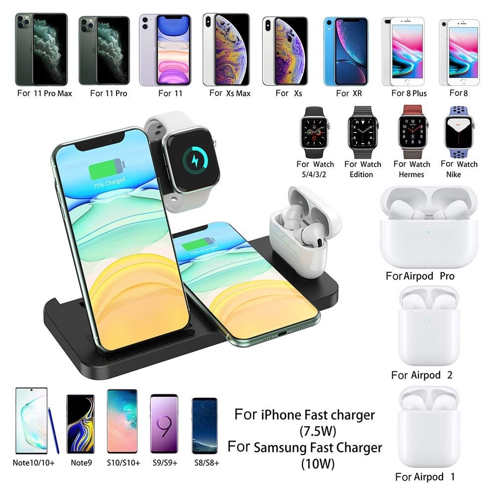 V562-B1069234060DBT-202504212046-11 Foldable 4 In 1 Wireless Charger For Mobile Devices - White - Image 12