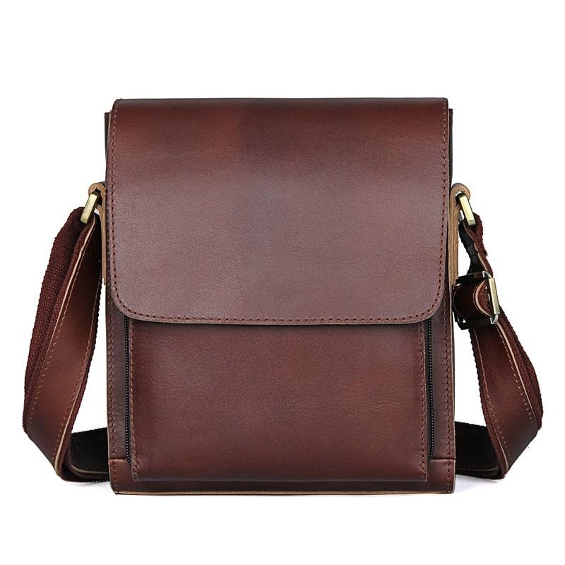V562-B1074222060DBT-202505191643-00 Rustic Leather Men Shoulder Bag - Brown - Image 1
