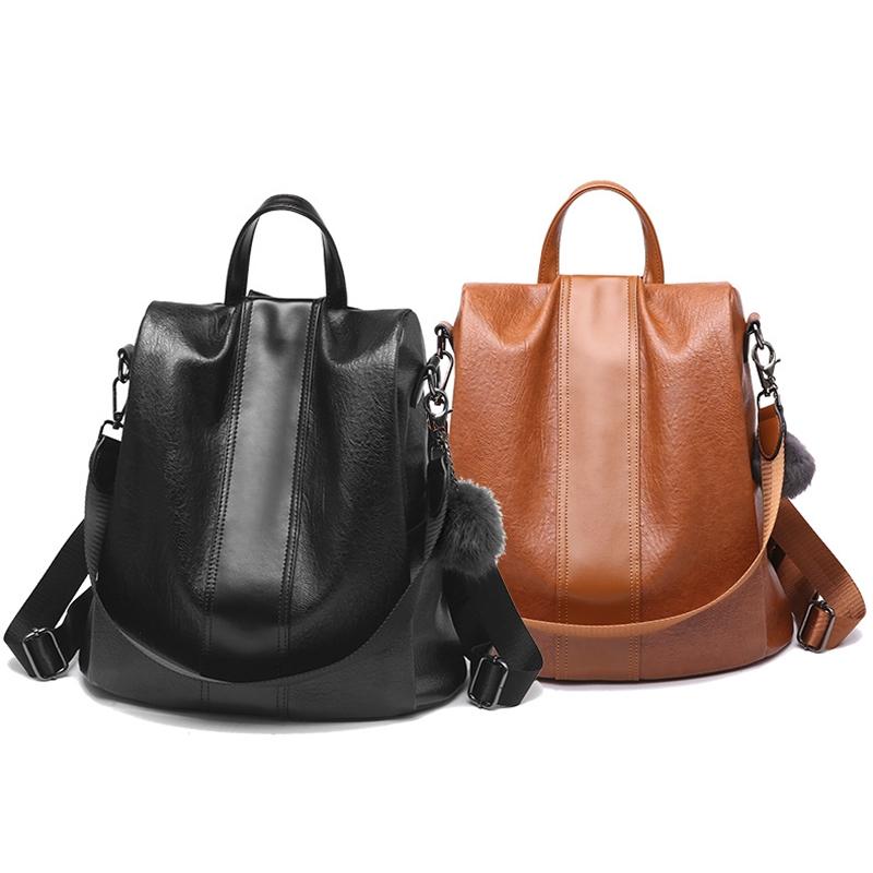 V562-B1074232060DBT-202505271308-01 Stylish Vintage Leather Backpack for Women - Chic Design - Khaki - Image 2