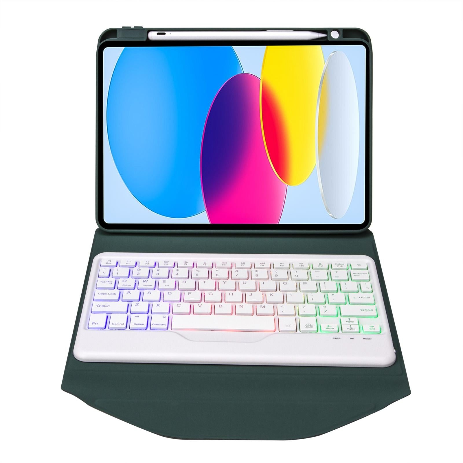V562-B107575400ADE-202504291907-10 Bluetooth Keyboard Leather Tablet Case With Pen Slot And Backlight - Pink - Image 11