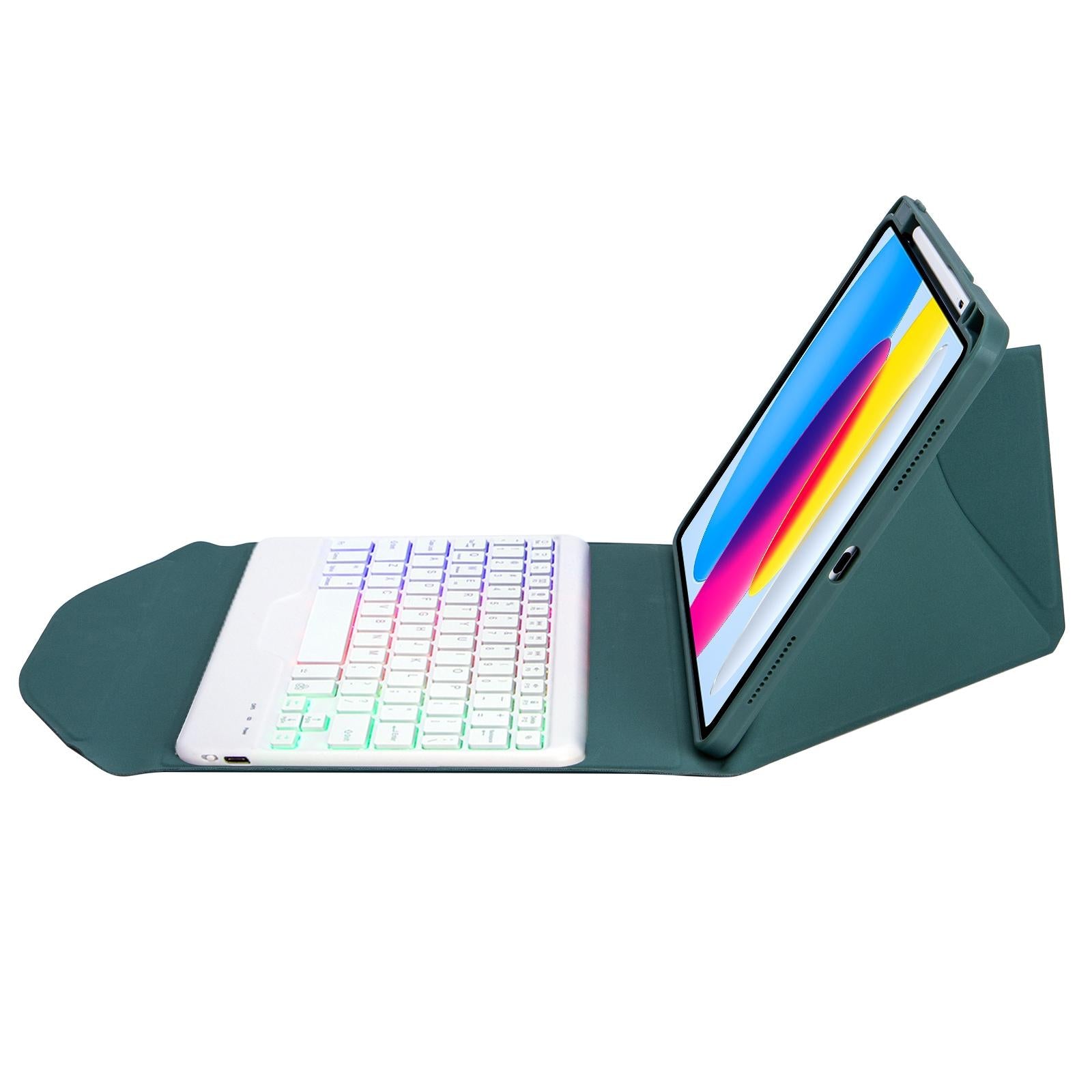 V562-B107575400ADE-202504291907-11 Bluetooth Keyboard Leather Tablet Case With Pen Slot And Backlight - Pink - Image 12