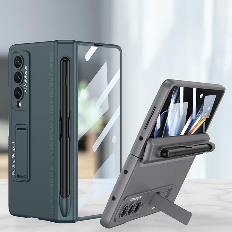 V562-B107857300ADE-202505291211-02 For Samsung Galaxy Z Fold4 5G Foldable Magnetic Flip Case With Holder & Pen Slot - Gkk - Night Green - Image 3