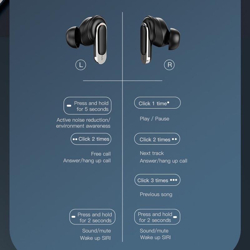 V562-B1081944060DBT-202505221953-05 Wireless Anc Bluetooth Earphones with Touch Screen and Active Noise Reduction - Black - Image 6