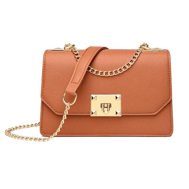 V562-B1084514060DBT-202505191441-00 Small Square Flap Lock Crossbody Bag For Women - Brown - Image 1