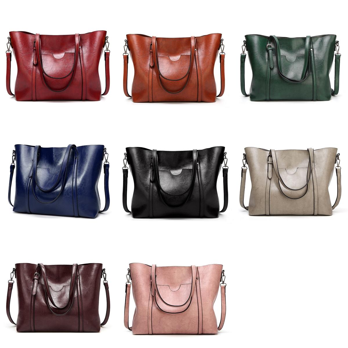 V562-B1087371060DBT-202503041341-02 Stylish All-match Leather Handbag - Wax Finish - Khaki - Image 3