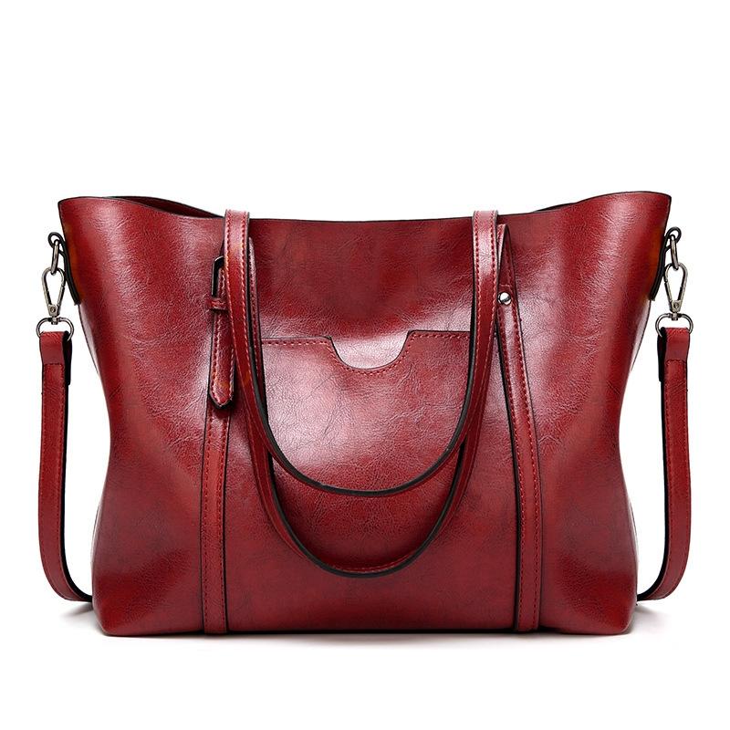 V562-B1087371060DBT-202503041341-10 Stylish All-match Leather Handbag - Wax Finish - Khaki - Image 11