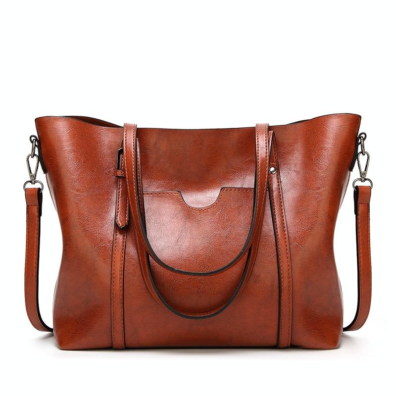 V562-B1087371060DBT-202503041341-13 Stylish All-match Leather Handbag - Wax Finish - Khaki - Image 14