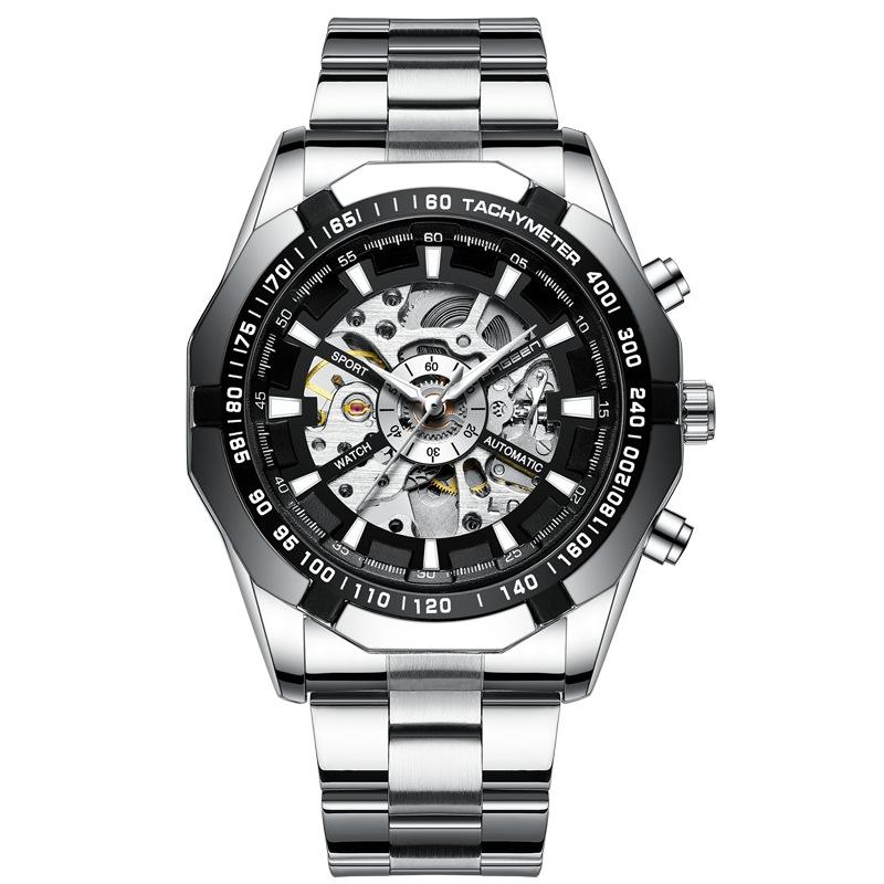 V562-B1089472650DBT-202502212335-00 Stylish Men Automatic Mechanical Watch with Steel Band - Black - Image 1