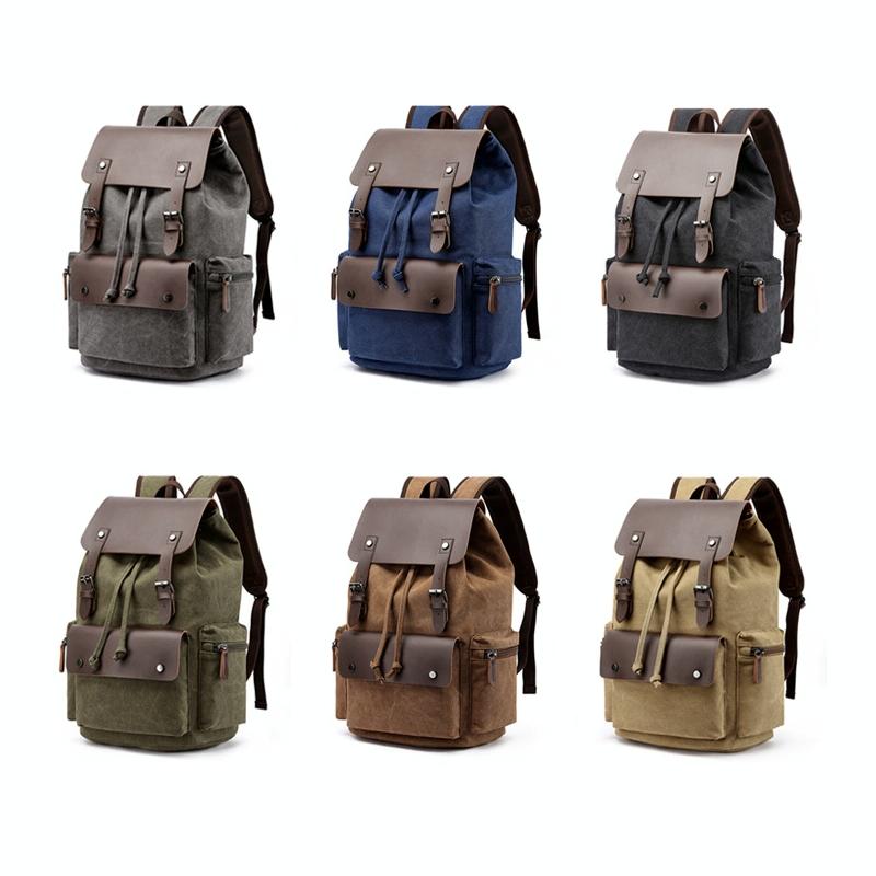 V562-B1090023060DBT-226249-02 Student Canvas Backpack - Compact and Stylish - Khaki - Image 3