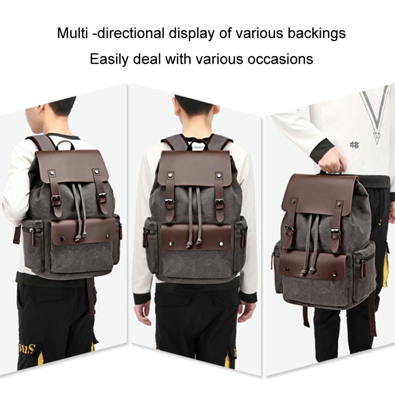 V562-B1090023060DBT-226249-06 Student Canvas Backpack - Compact and Stylish - Khaki - Image 7