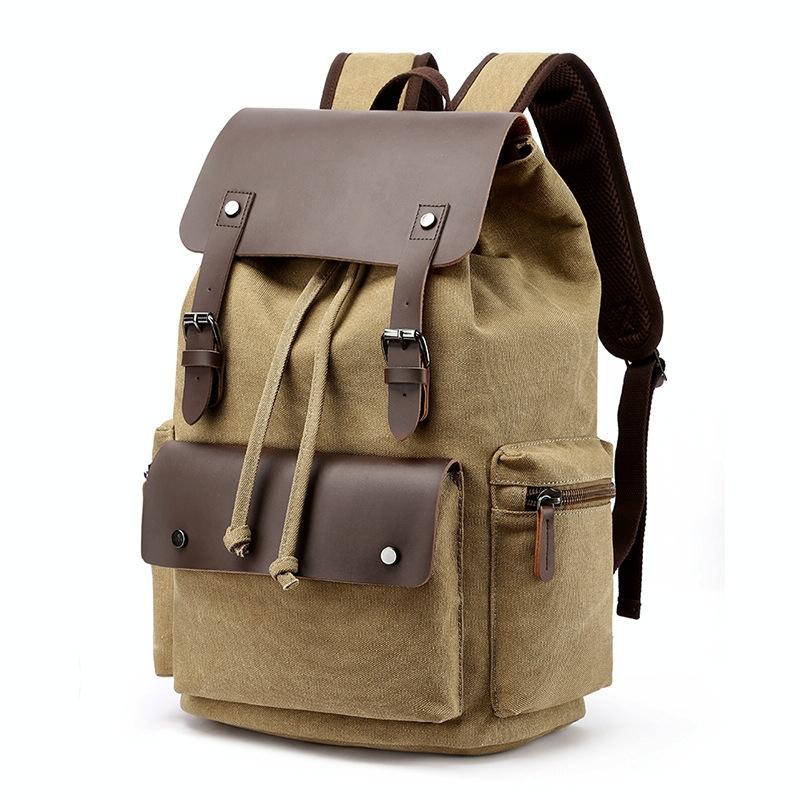 V562-B1090023060DBT-226249-07 Student Canvas Backpack - Compact and Stylish - Khaki - Image 8