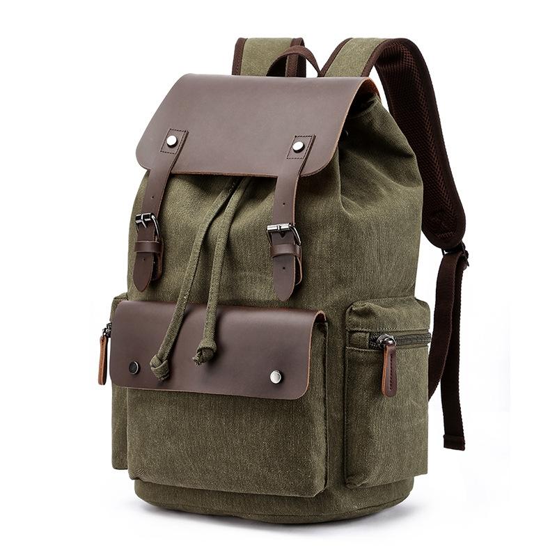 V562-B1090023060DBT-226249-08 Student Canvas Backpack - Compact and Stylish - Khaki - Image 9