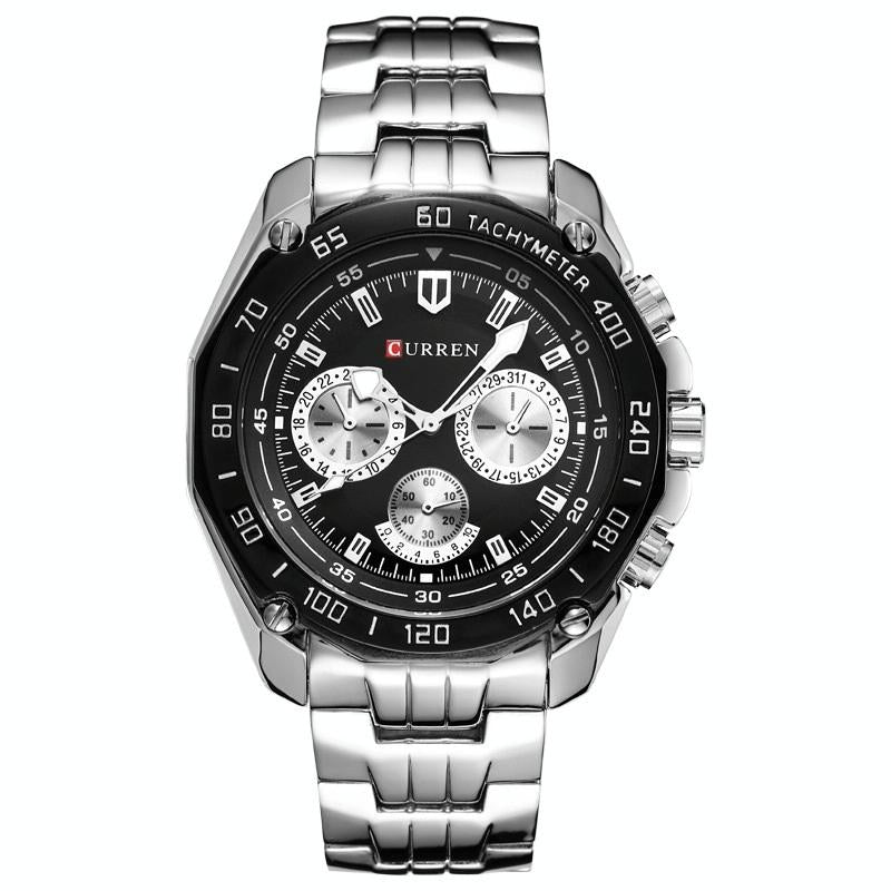 V562-B1094934060DBT-227140-00 Waterproof Quartz Watch for Men - Casual Business Style - White Shell Black - Image 1