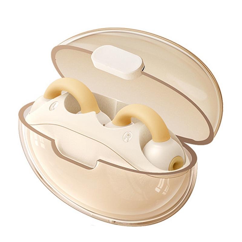 V562-B1099634060DBT-202505222005-01 Wireless Bluetooth Earphone - Transparent Ear Clip - Ows Sports - Beige - Image 2