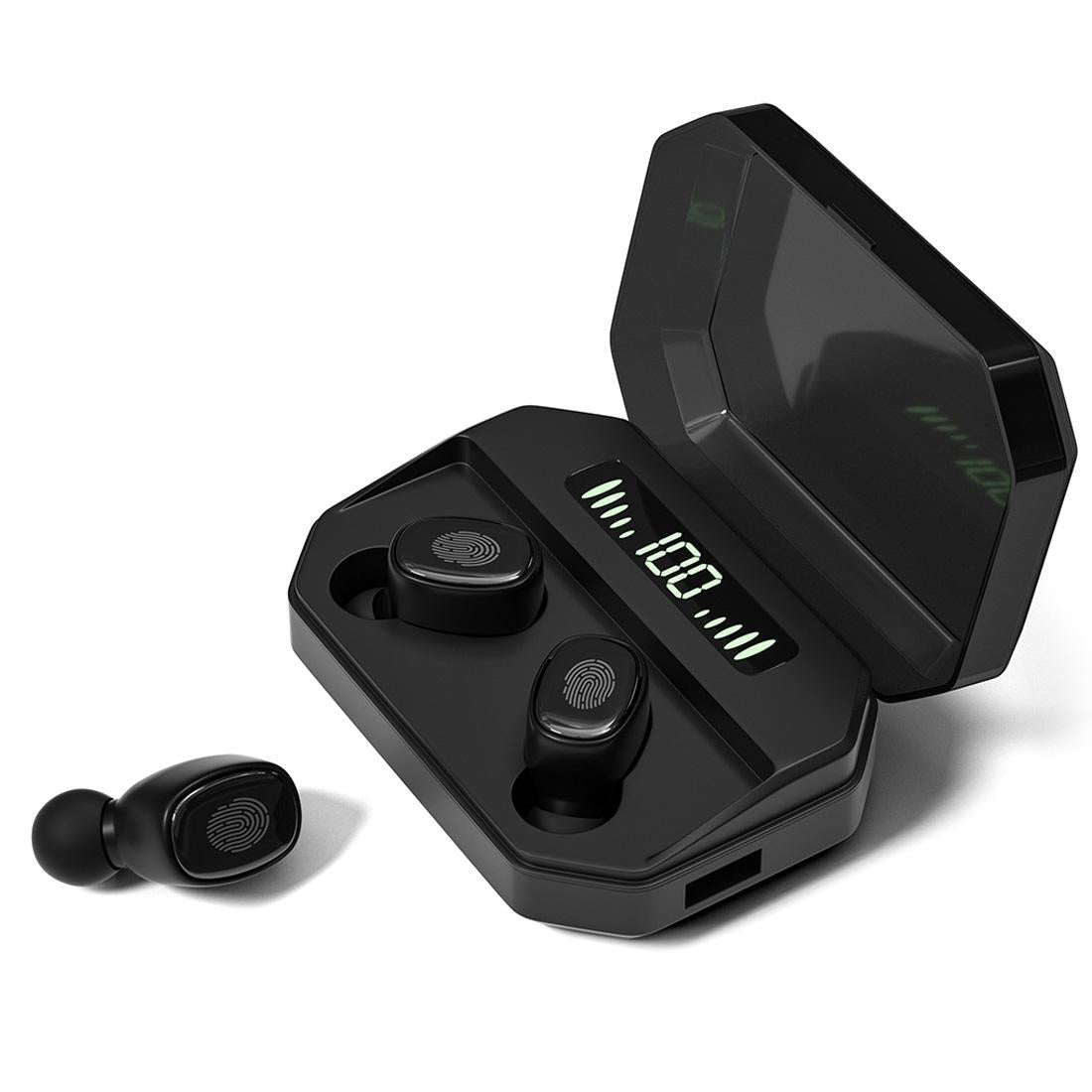 V562-B1546SAS-202505261842-01 Wireless Bluetooth 5.0 Earbuds with Touch Display & Charging Case - Black - Image 2