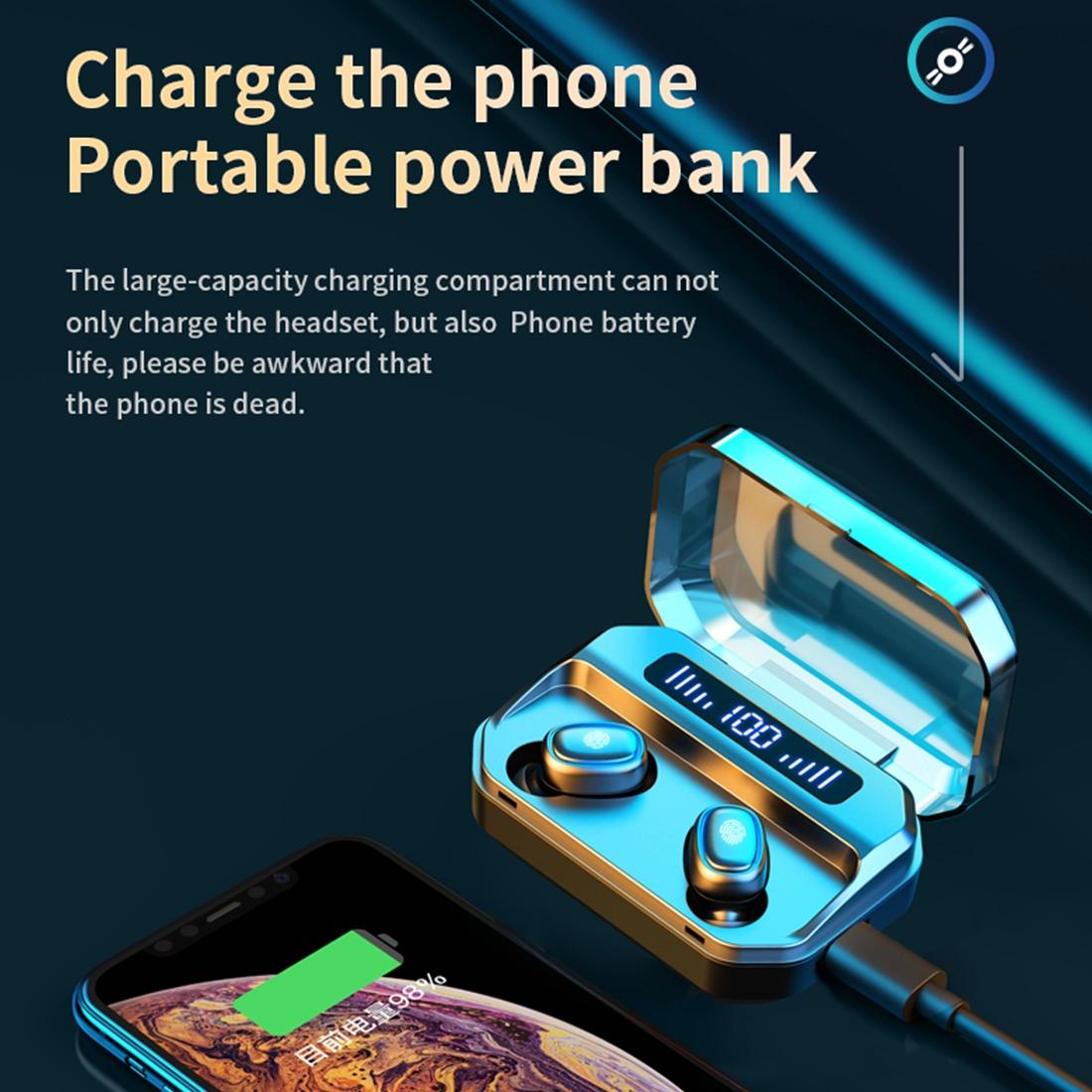 V562-B1546SAS-202505261842-02 Wireless Bluetooth 5.0 Earbuds with Touch Display & Charging Case - Black - Image 3