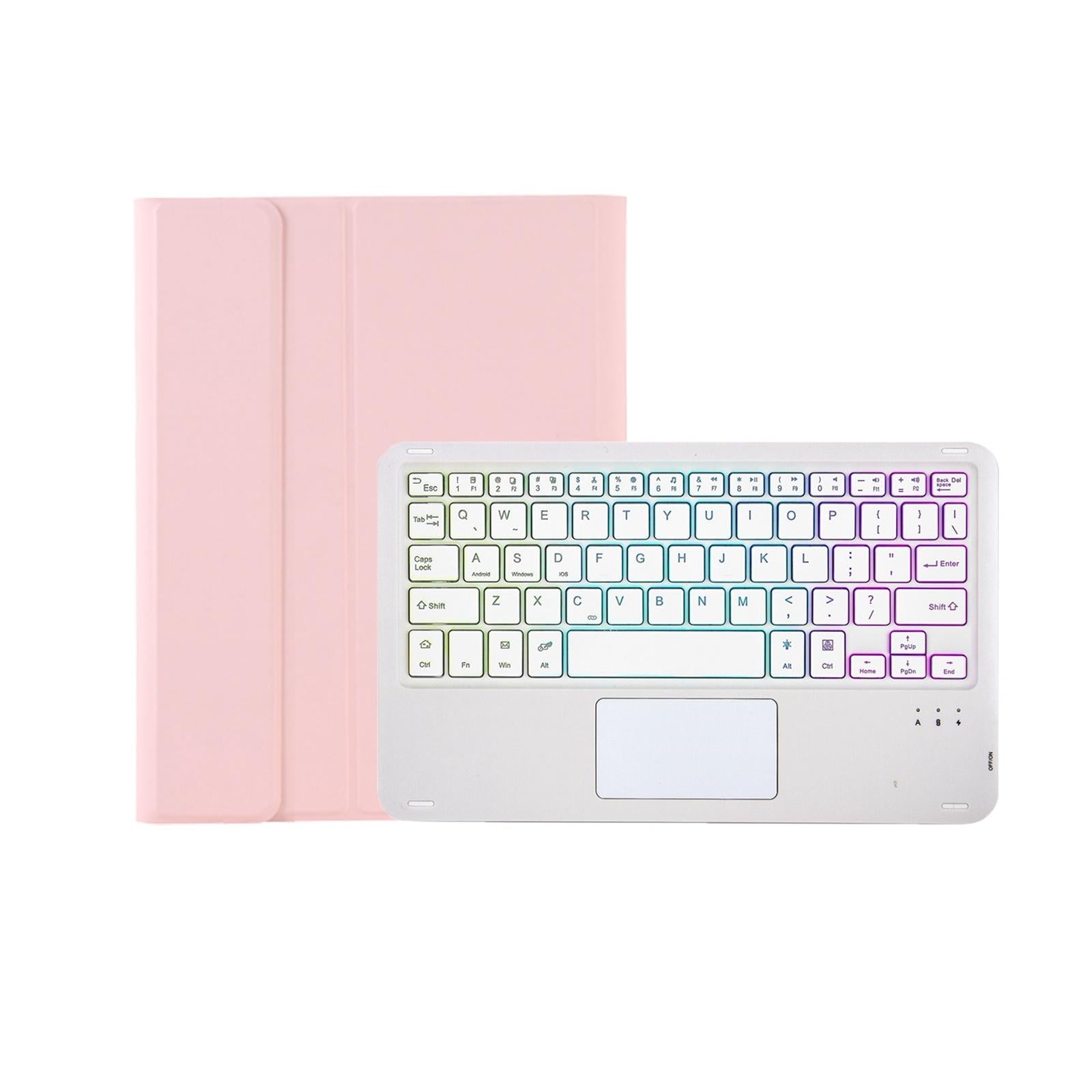 V562-B200610300ADE-202504291846-02 Bluetooth Keyboard Leather Tablet Case For Ipad 10.2 / 10.5 / Air 2019 With Touch Pad & Backlight - Pink - Image 3