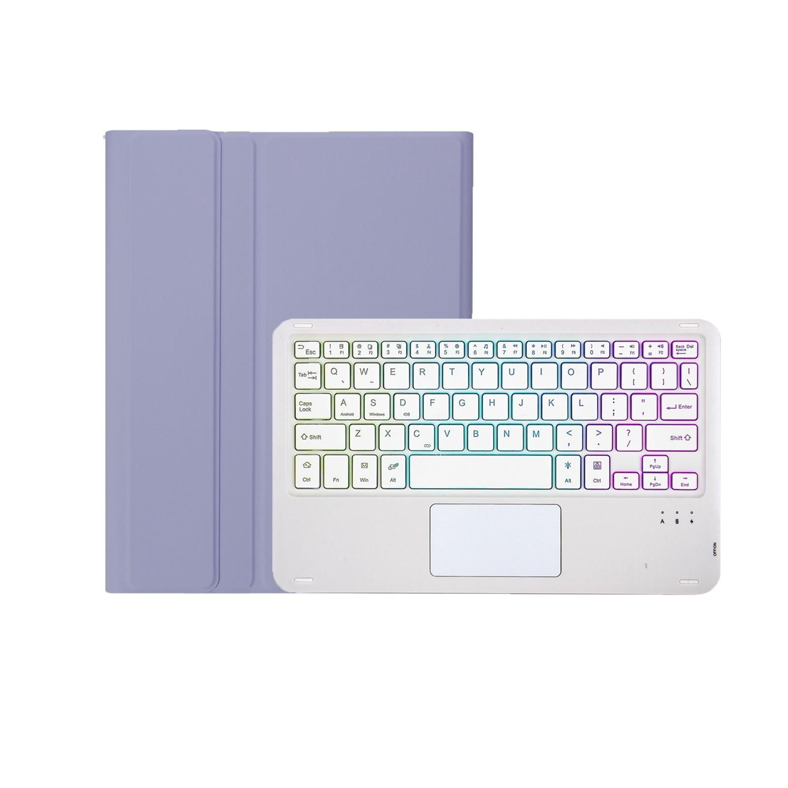 V562-B200610300ADE-202504291846-07 Bluetooth Keyboard Leather Tablet Case For Ipad 10.2 / 10.5 / Air 2019 With Touch Pad & Backlight - Pink - Image 8