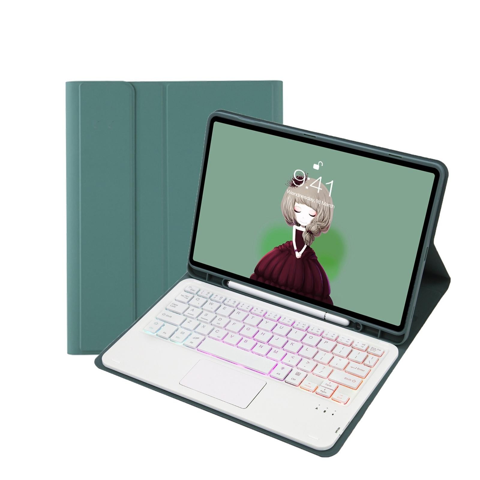 V562-B200610300ADE-202504291846-11 Bluetooth Keyboard Leather Tablet Case For Ipad 10.2 / 10.5 / Air 2019 With Touch Pad & Backlight - Pink - Image 12