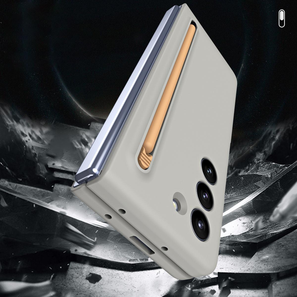 V562-B202663200AYS-202503211326-06 For Samsung Galaxy Z Fold4 5G Enhanced Shockproof Phone Case - Pen Design - Blue - Image 7