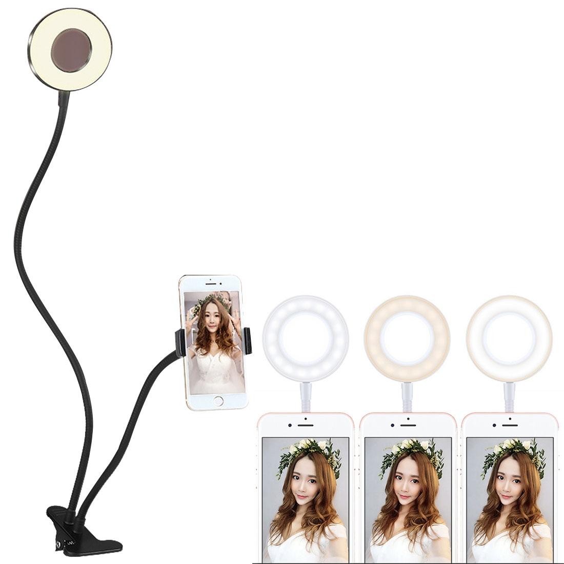V562-B2053SCS-202502241415-00 Universal Cell Phone Holder with Selfie Ring Light for Studio Recording and Live Broadcast - Black - Image 1
