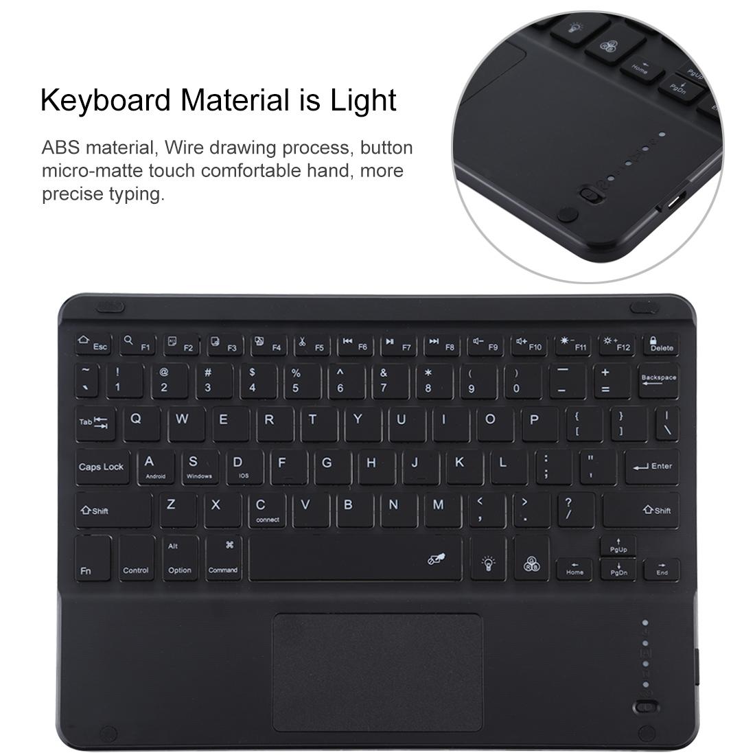 V562-B2065ORPI-202509011202-05 Bluetooth Tablet Case For Ipad 10.2 / Ipad Air 2019 With Touch Pad & Backlight & Pen Holder - Detachable Microfiber Leather - Black - Image 6