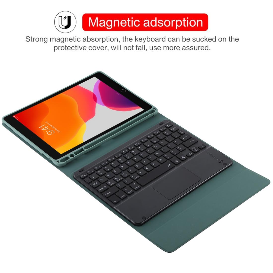 V562-B2065ORPI-202509011202-07 Bluetooth Tablet Case For Ipad 10.2 / Ipad Air 2019 With Touch Pad & Backlight & Pen Holder - Detachable Microfiber Leather - Black - Image 8