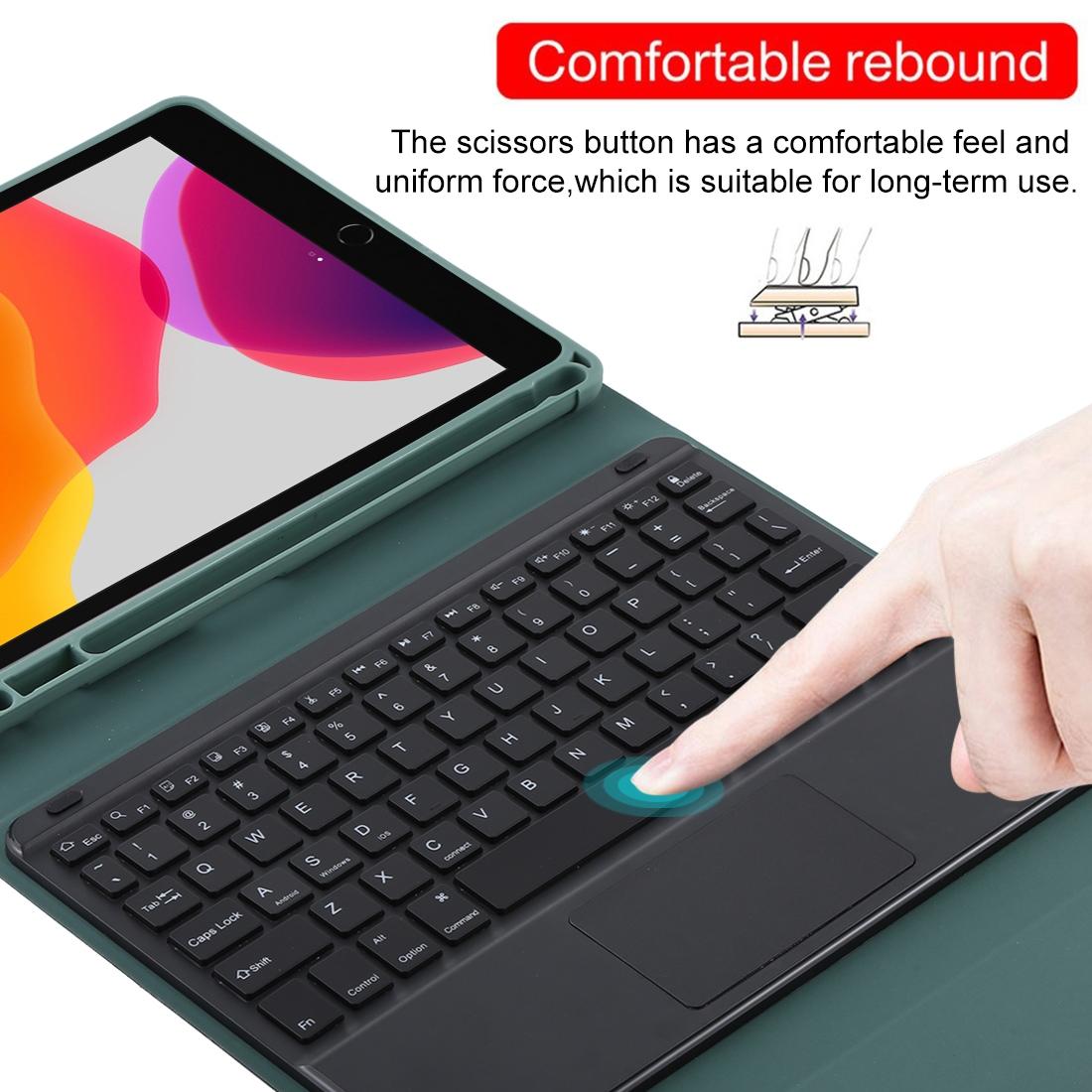V562-B2065ORPI-202509011202-09 Bluetooth Tablet Case For Ipad 10.2 / Ipad Air 2019 With Touch Pad & Backlight & Pen Holder - Detachable Microfiber Leather - Black - Image 10