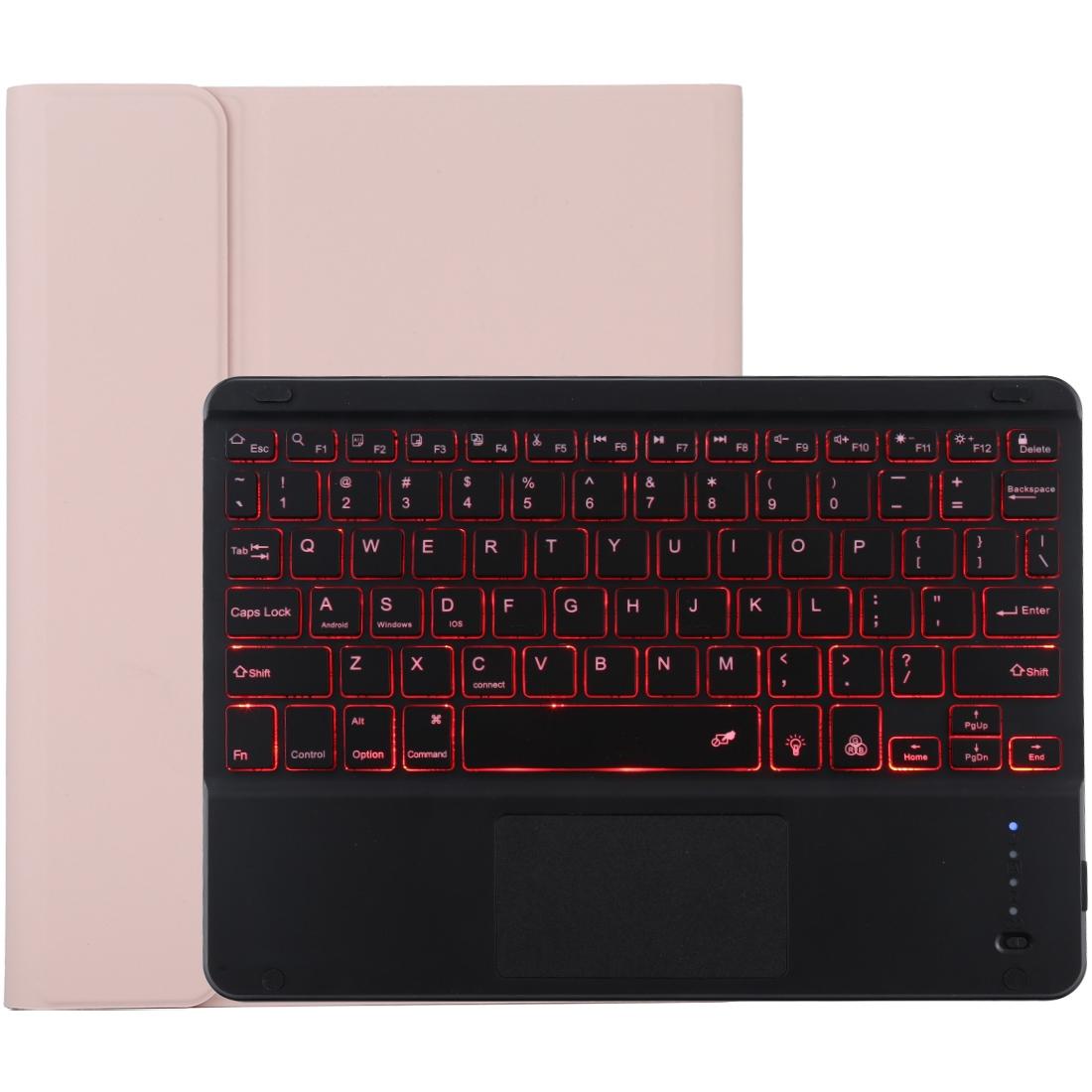 V562-B2065ORPI-202509011202-10 Bluetooth Tablet Case For Ipad 10.2 / Ipad Air 2019 With Touch Pad & Backlight & Pen Holder - Detachable Microfiber Leather - Black - Image 11