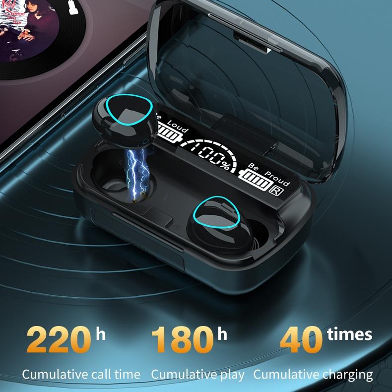 V562-B2570D6PI-202505222108-13 Wireless Bluetooth 5.0 Earphones with Digital Display and Charging Box - Black - Image 14