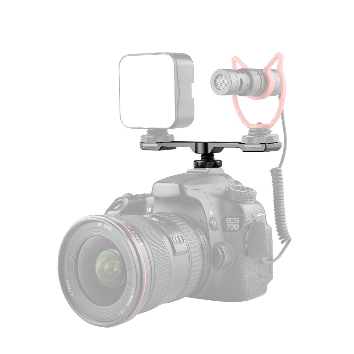 V562-B2831ACD-202503061840-01 Aluminum Dual Cold Shoe Mount Adapter Extension Bracket - Black - Image 2