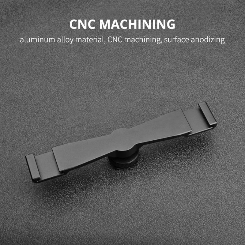 V562-B2831ACD-202503061840-02 Aluminum Dual Cold Shoe Mount Adapter Extension Bracket - Black - Image 3