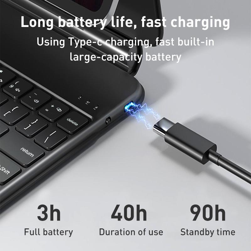 V562-B3040ORPI-202504292021-06 Bluetooth Keyboard Leather Case For Ipad Pro 12.9 - Magic Suspended Black - Image 7