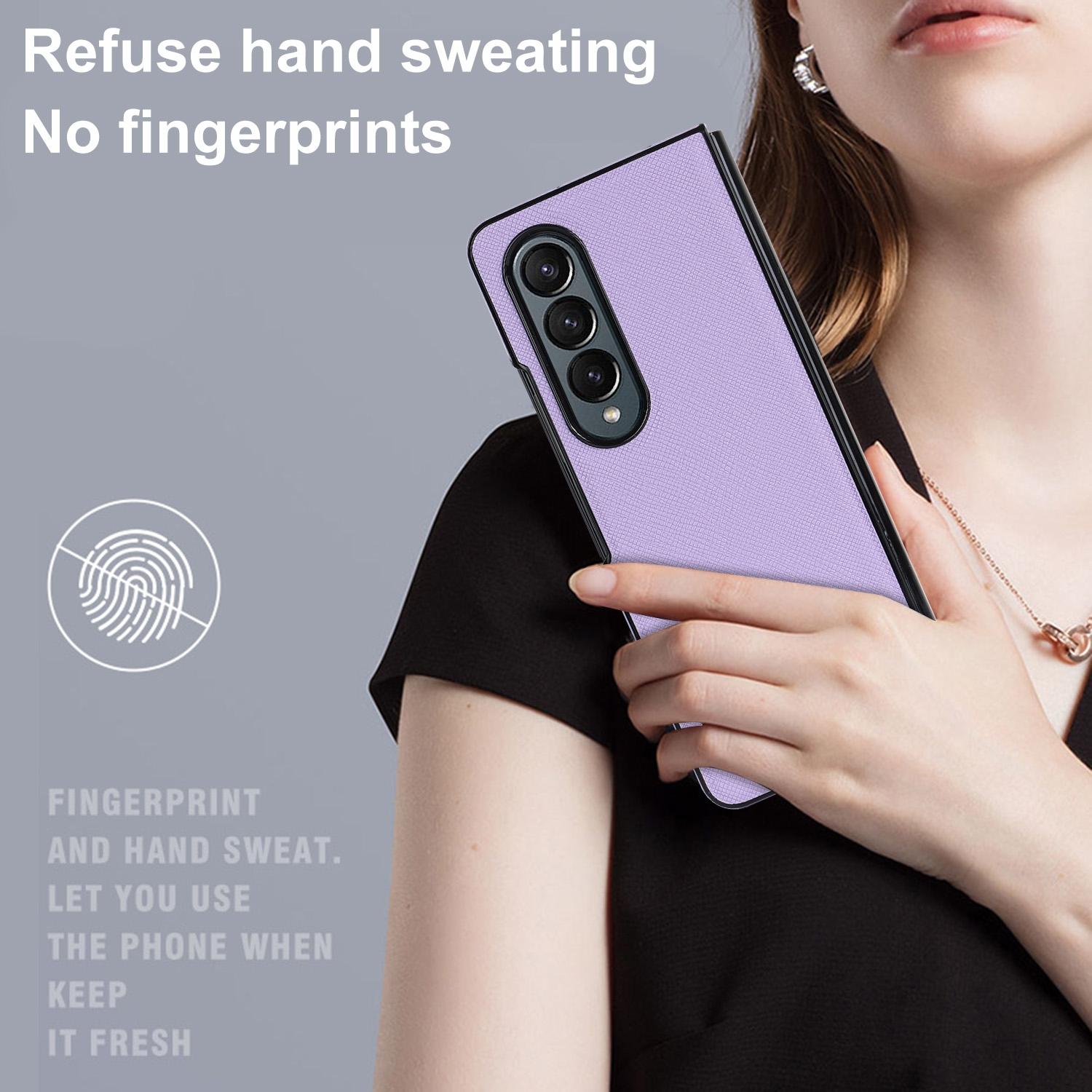 V562-B306672600ADE-202505061711-07 For Samsung Galaxy Z Fold4 5G Foldable Cross Pattern Phone Case - Compact Design - Red - Image 8