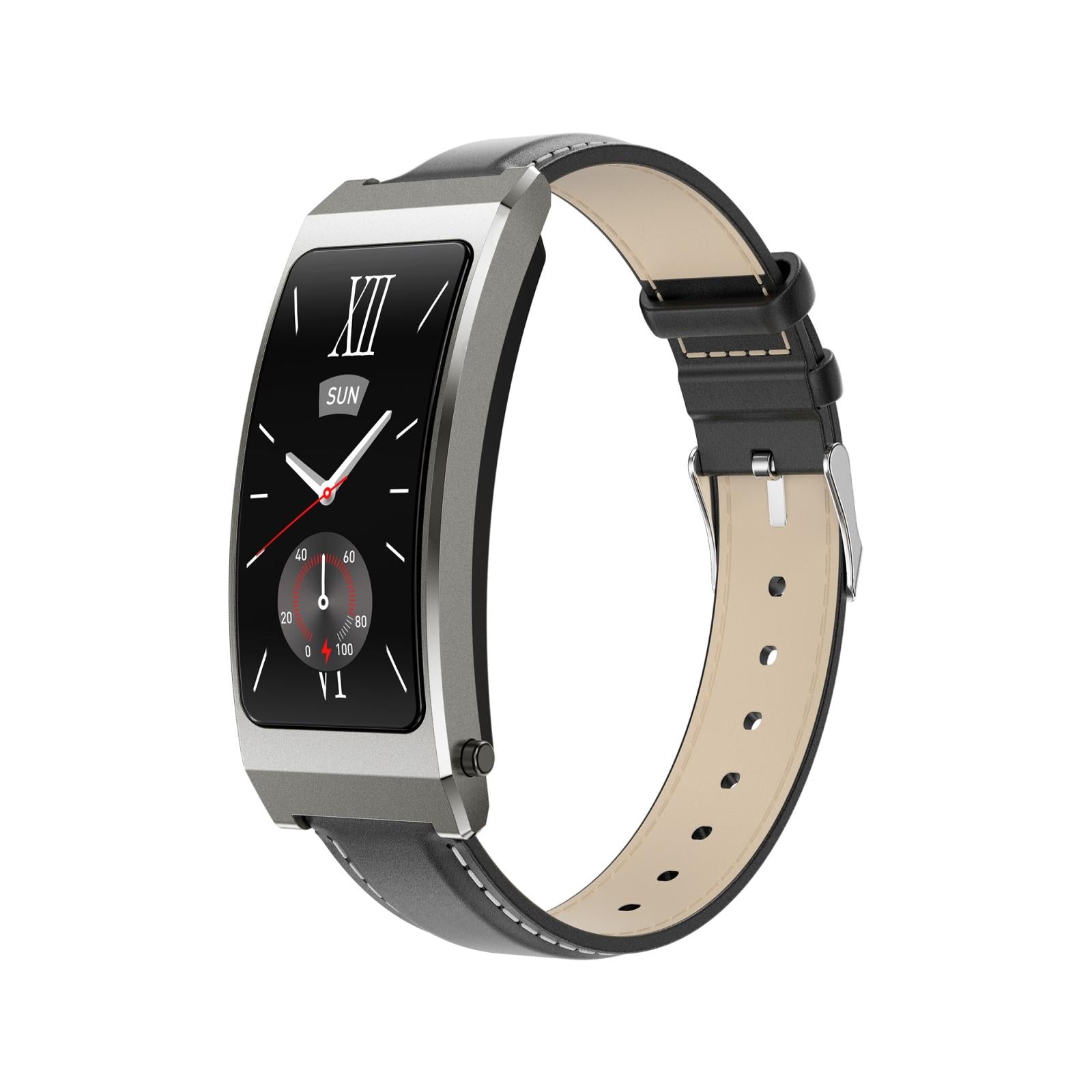 V562-B404517500ADE-202505271126-00 Smart Health Monitoring Bracelet With Bt Call And Leather Strap - Tarnish Leather Strap - Image 1