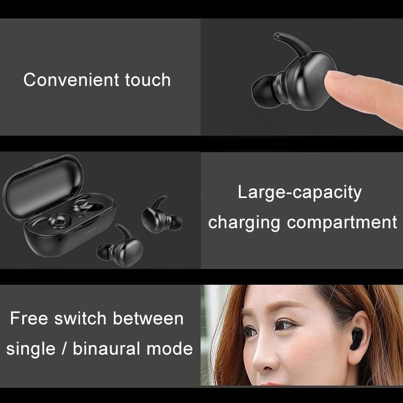 V562-B6450D6PI-202505222042-06 Waterproof Touch Wireless Bluetooth Earphones + Charging Box - Black - Image 7