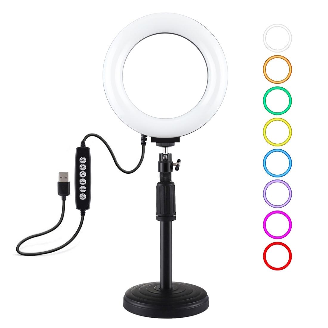 V562-B7403TKP-202503061840-00 Usb 10 Modes 8 Colour Led Ring Light with Tripod Mount - 6.2 Inch Diameter - Image 1