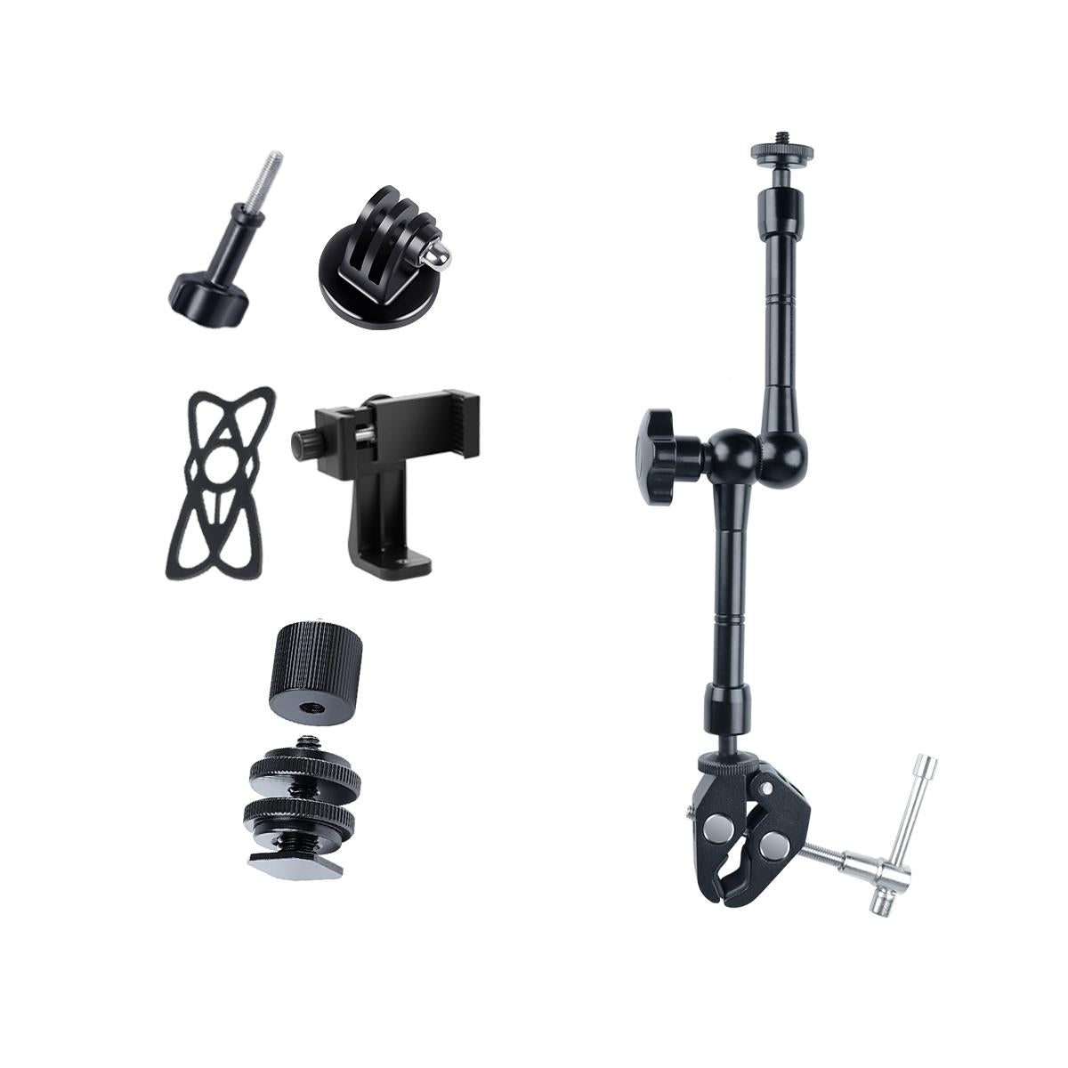 V562-B7741ACD-202502212145-01 Adjustable Magic Arm With Phone Clamp & Large Claws - 11 Inch Black - Image 2