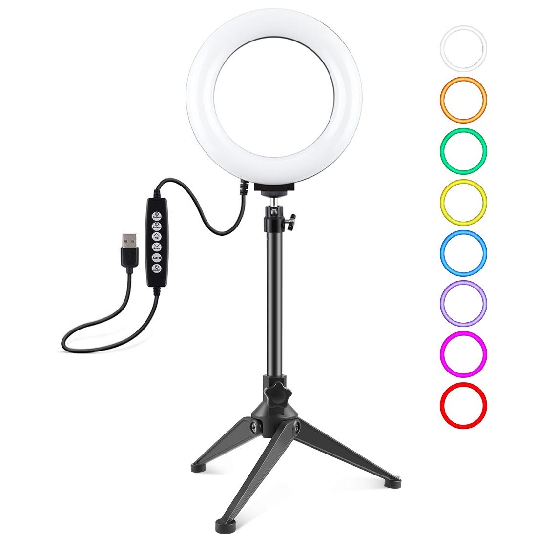 V562-B8403TKP-202502212115-01 6.2 Usb Led Ring Light with 10 Modes & Desktop Tripod Mount - Black - Image 2