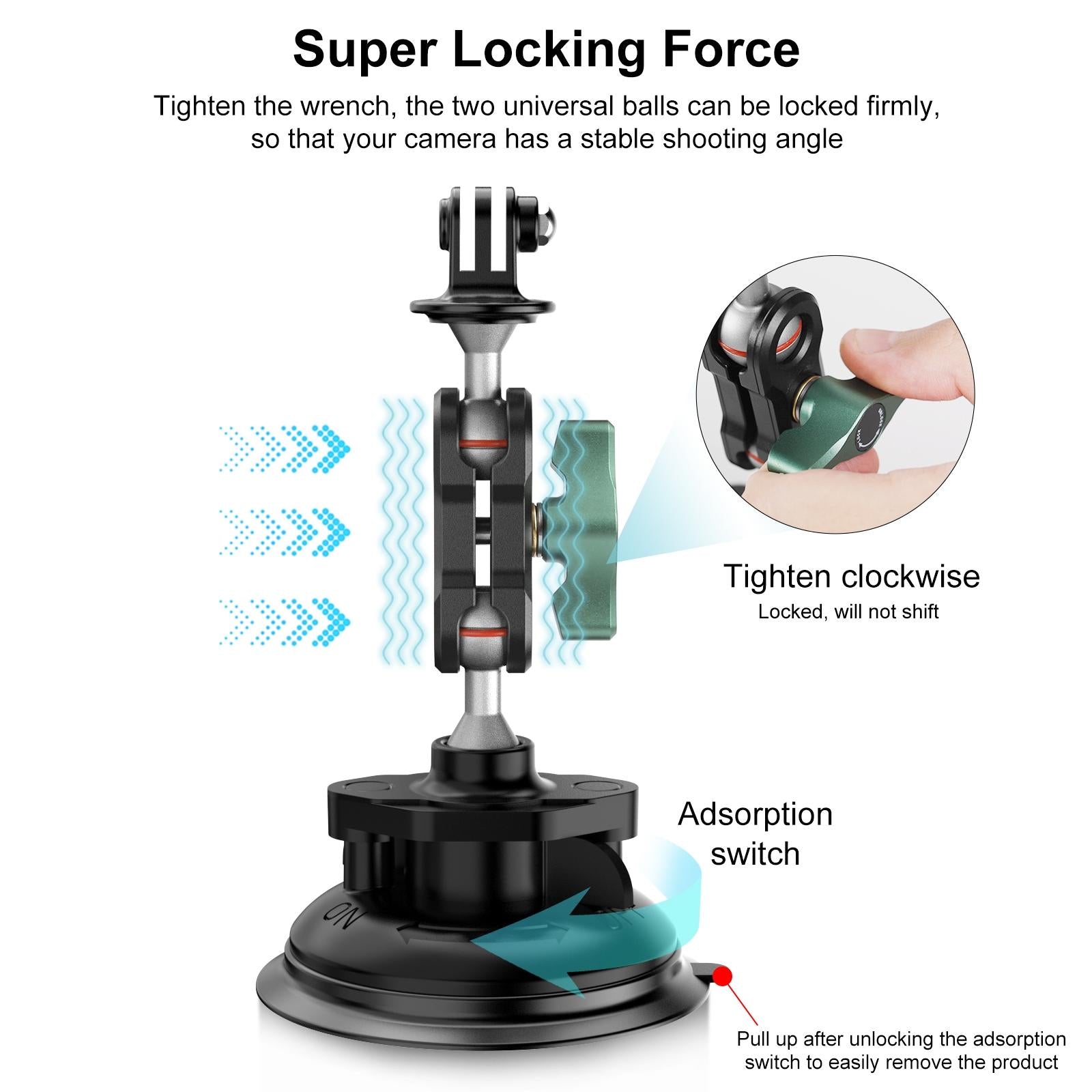 V562-B848UP-221291-03 Aluminum Alloy Magic Arm with Strong Suction Cup - Image 4