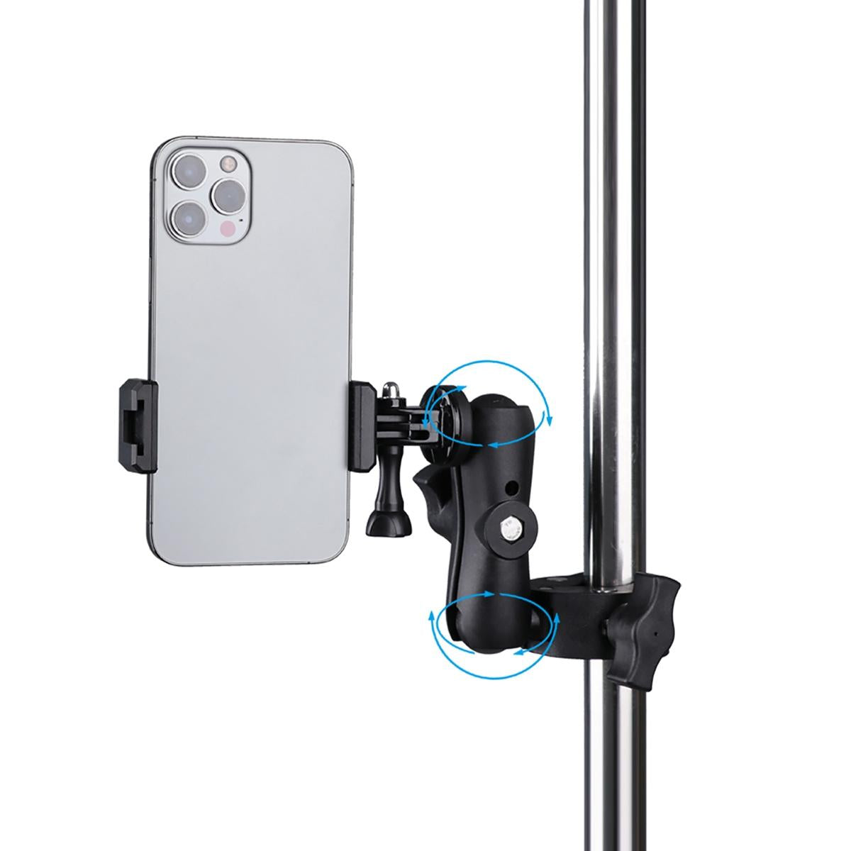 V562-B8591ACD-202503062020-04 Adjustable Action Camera Clamp with 360 Rotation and Phone Holder - Image 5