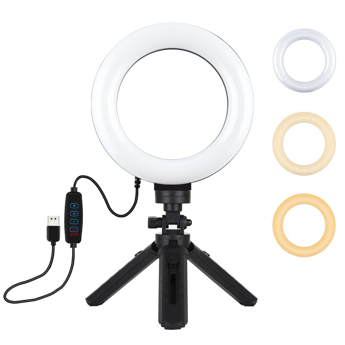 V562-B9503TKP-202503061905-01 6.2 Led Ring Light with Usb 3 Modes Dimmable Vlogging Photography Video Pocket Tripod Mount Cold Shoe Ball Head Black - Image 2