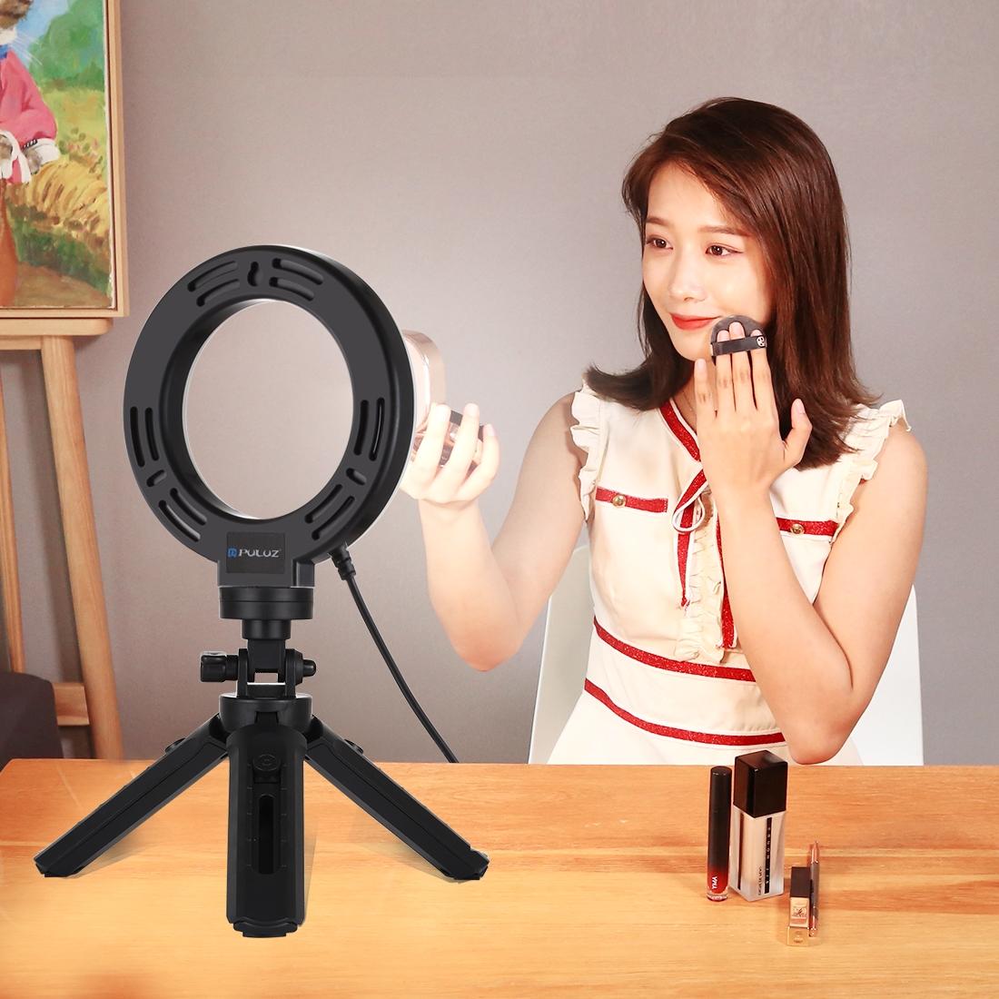 V562-B9503TKP-202503061905-04 6.2 Led Ring Light with Usb 3 Modes Dimmable Vlogging Photography Video Pocket Tripod Mount Cold Shoe Ball Head Black - Image 5
