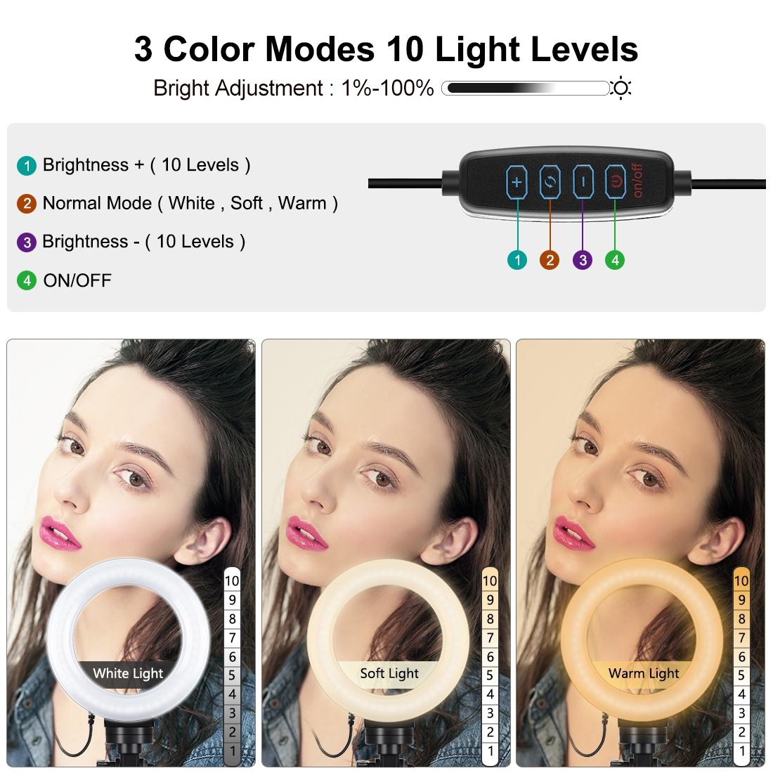 V562-B9503TKP-202503061905-08 6.2 Led Ring Light with Usb 3 Modes Dimmable Vlogging Photography Video Pocket Tripod Mount Cold Shoe Ball Head Black - Image 9