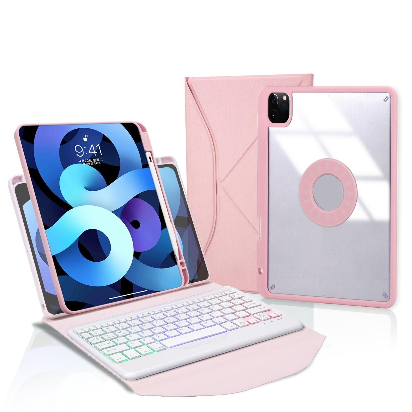 V562-C100972300ADE-202504291937-06 Bluetooth Keyboard Leather Case For Ipad Pro 11 - Backlit With Pen Slot - Green - Image 7