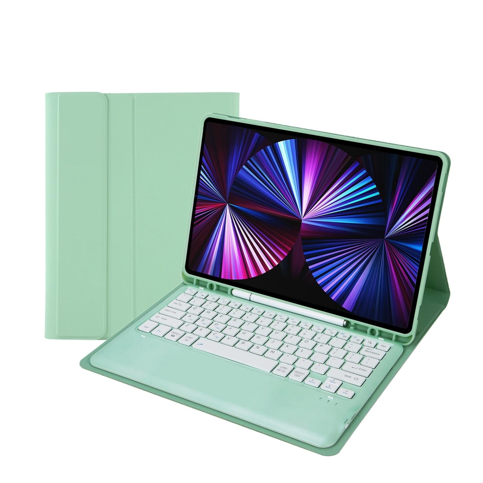V562-C101499200ADE-202504291932-01 Detachable Bluetooth Keyboard Leather Case For Ipad Pro 12.9 2021 / 2020 / 2018 With Pen Slot - Dark Green - Image 2