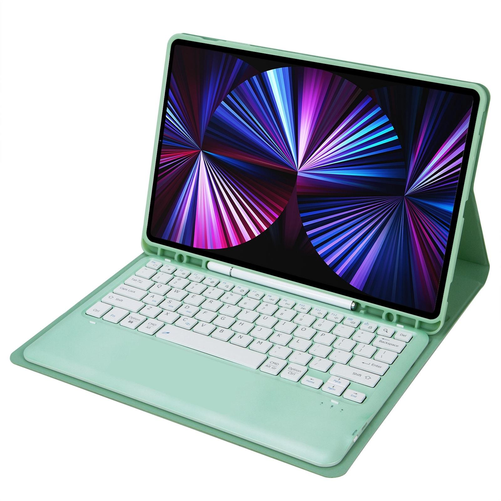 V562-C101499200ADE-202504291932-04 Detachable Bluetooth Keyboard Leather Case For Ipad Pro 12.9 2021 / 2020 / 2018 With Pen Slot - Dark Green - Image 5