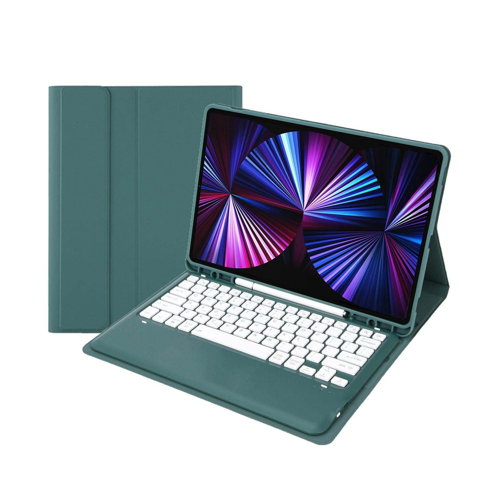 V562-C101499200ADE-202504291932-11 Detachable Bluetooth Keyboard Leather Case For Ipad Pro 12.9 2021 / 2020 / 2018 With Pen Slot - Dark Green - Image 12