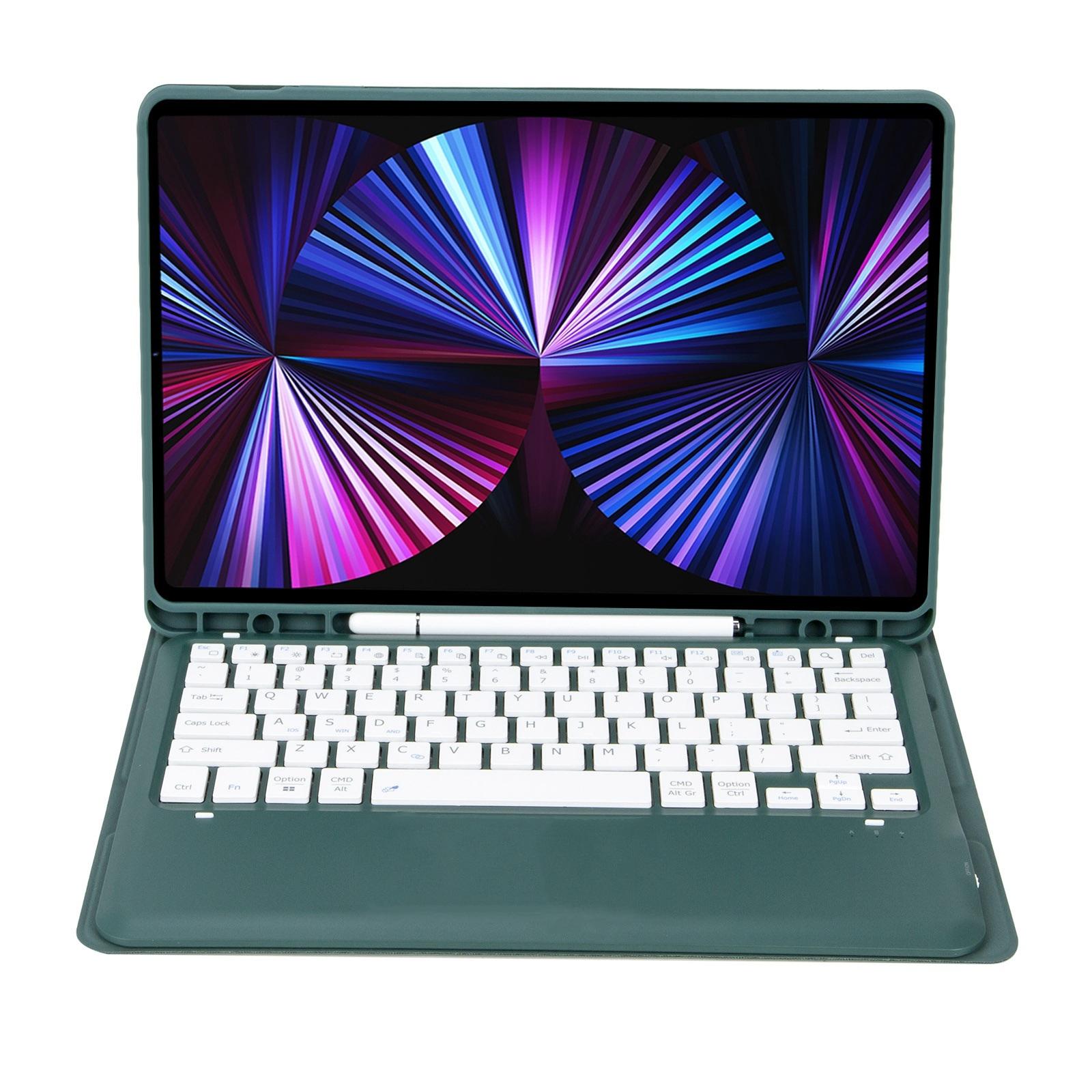 V562-C101499200ADE-202504291932-14 Detachable Bluetooth Keyboard Leather Case For Ipad Pro 12.9 2021 / 2020 / 2018 With Pen Slot - Dark Green - Image 15
